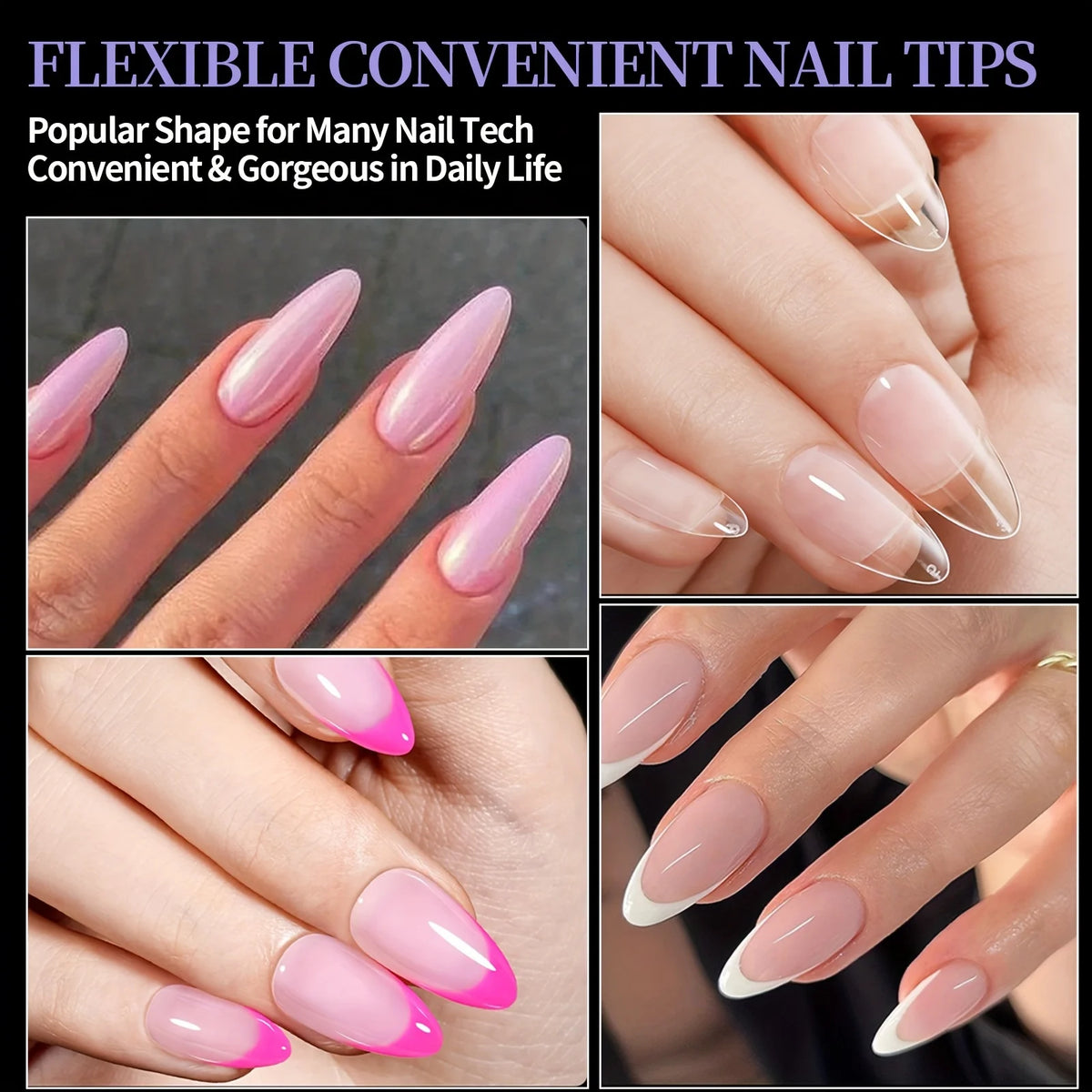 600Pcs Almond Nail Tips Half Matte Full Cover Acrylic Nails Tips Medium Gel False Nail Manicure Salon Home DIY Press on Nails