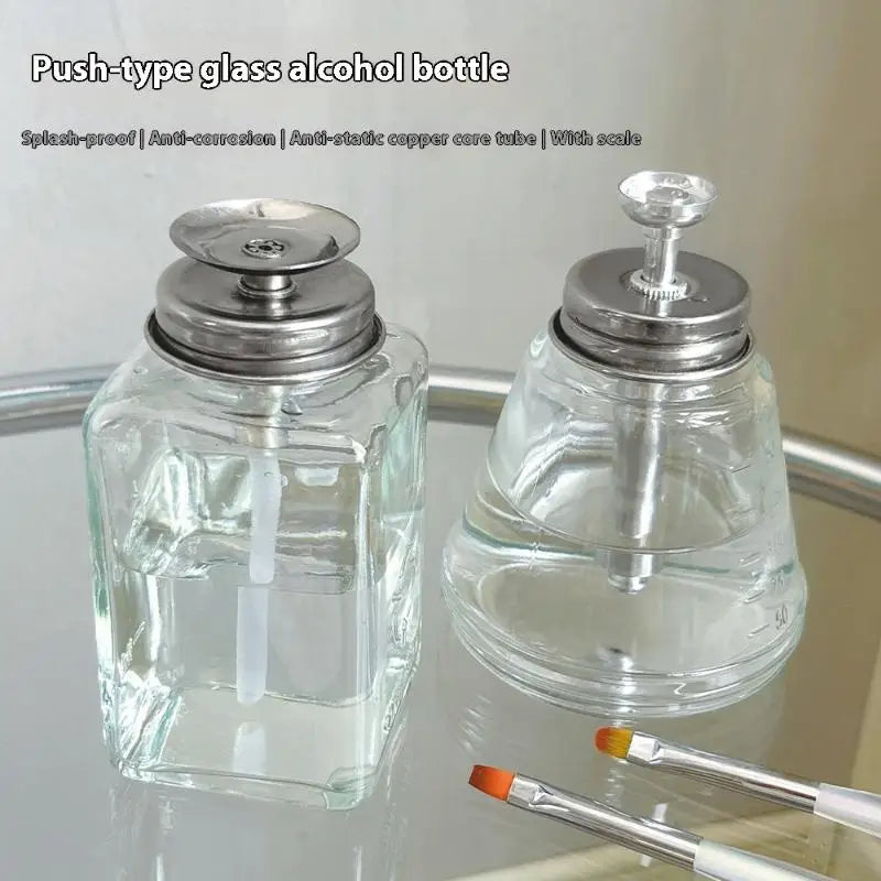 Nail Storage Refillable Glass Bottles Empty Liquid Press Pump Dispenser Nail Art Polish Remover Cleaner Makeup Manicure Tools