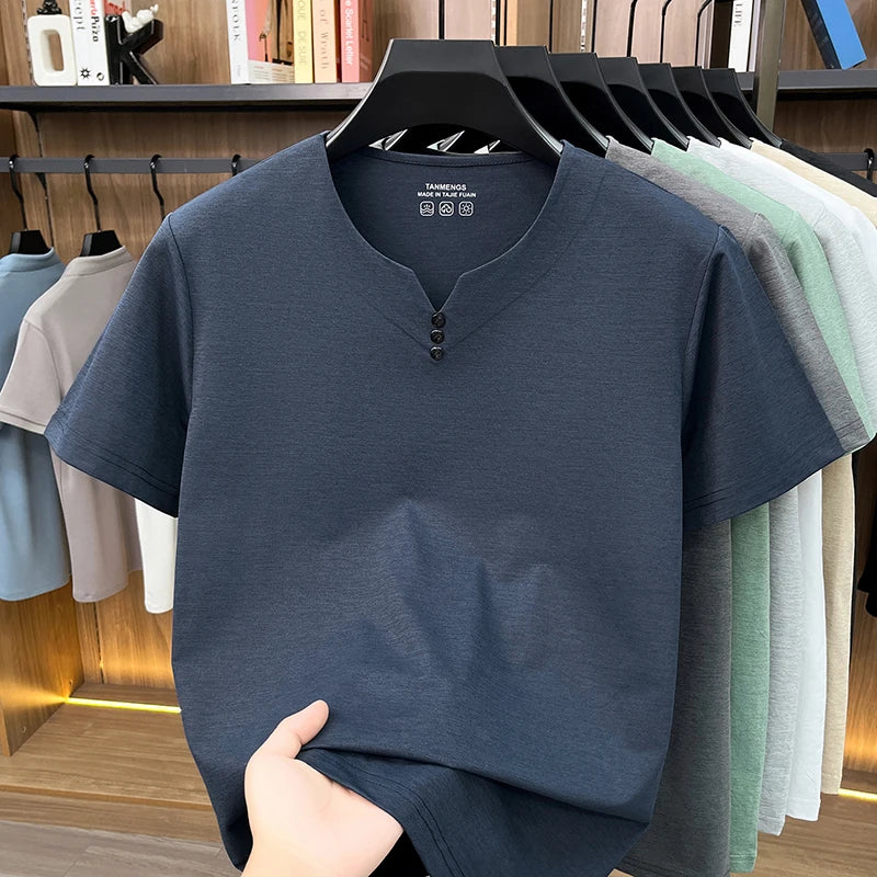 Mens Henley Neck T Shirts Short Sleeve Casual Soft Breathable Comfortable Fashion Tops for Men Daily Wear Summer Streetwear