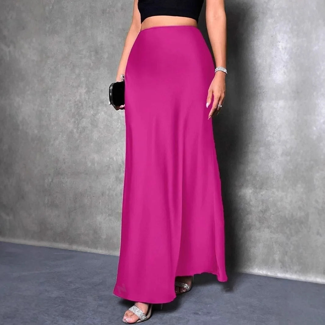 Satin Skirt Woman High Waist Elegant Long Skirts For Women Fashion Summer Midi Office Lady Pencil Cocktail Party Wedding Skirt