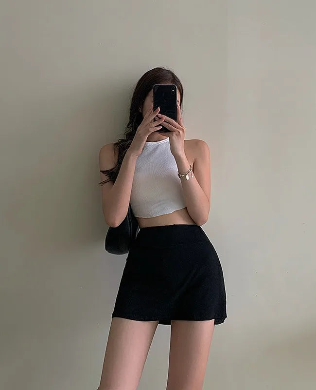 Tennis Skirt Women High Waist Sexy Girl Tight Bag Hip Short Skirt Summer Sports Culottes Split A-Line Mini Skirt Y2K