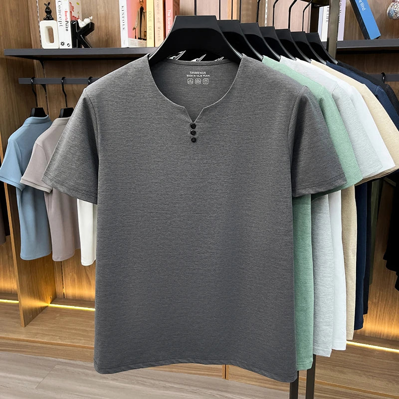 Mens Henley Neck T Shirts Short Sleeve Casual Soft Breathable Comfortable Fashion Tops for Men Daily Wear Summer Streetwear