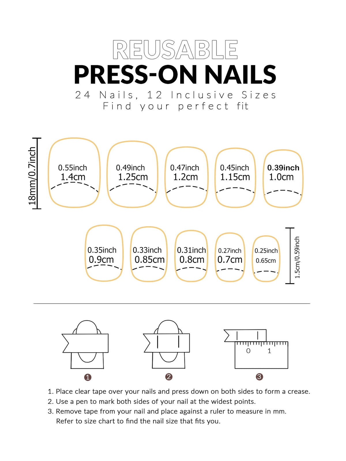 ARTAUG 24PCS Press On Nails Medium White Square Press On Nails Sweet Press On Nails Korean Press On Nails