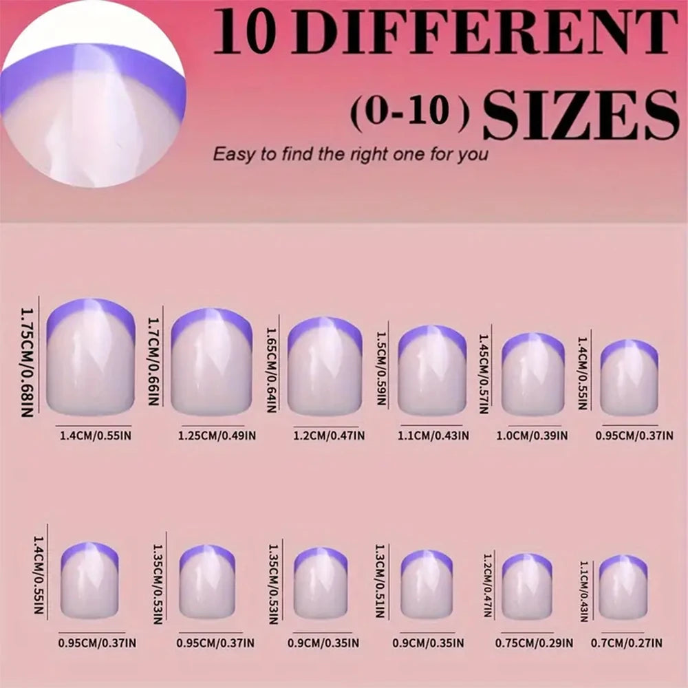 1BOX Candy Color French Short Square False Nails Pink/Green/Purple Full Cover Macarons Press On Nails DIY Artificial Manicure