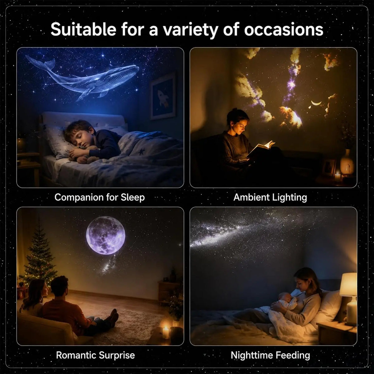 Galaxy Planet Projector Night Light USB Plug And Play HD Star Projector Space Ambient Lighting for Room Ceiling Decor Wall Lamp