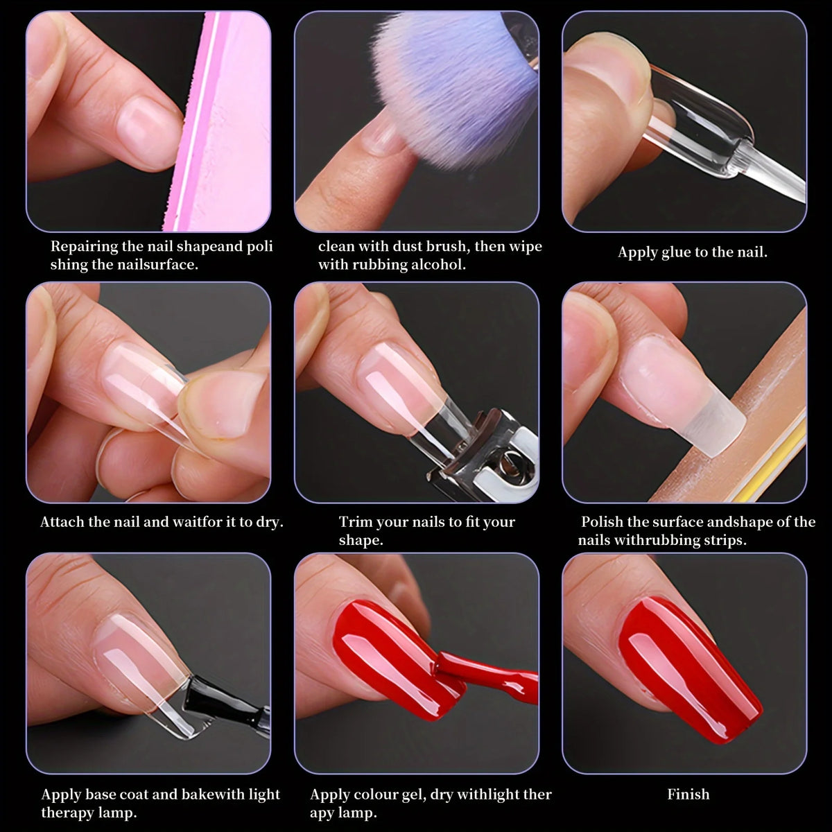600Pcs Almond Nail Tips Half Matte Full Cover Acrylic Nails Tips Medium Gel False Nail Manicure Salon Home DIY Press on Nails