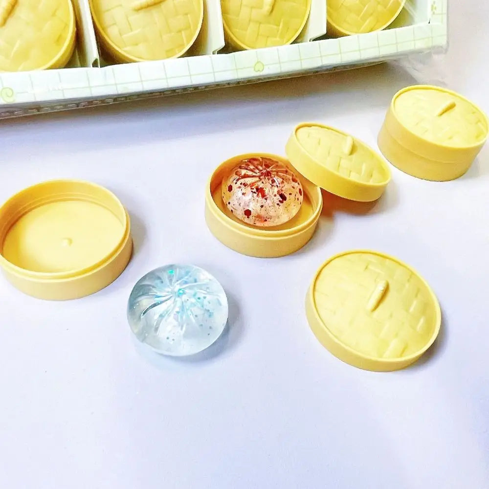 Soft Cute Mini Dumplings Squishy Food Shape With Steamer Squishy Crystal Bun Pinch Squeezable Fidget Sensory Children Gift