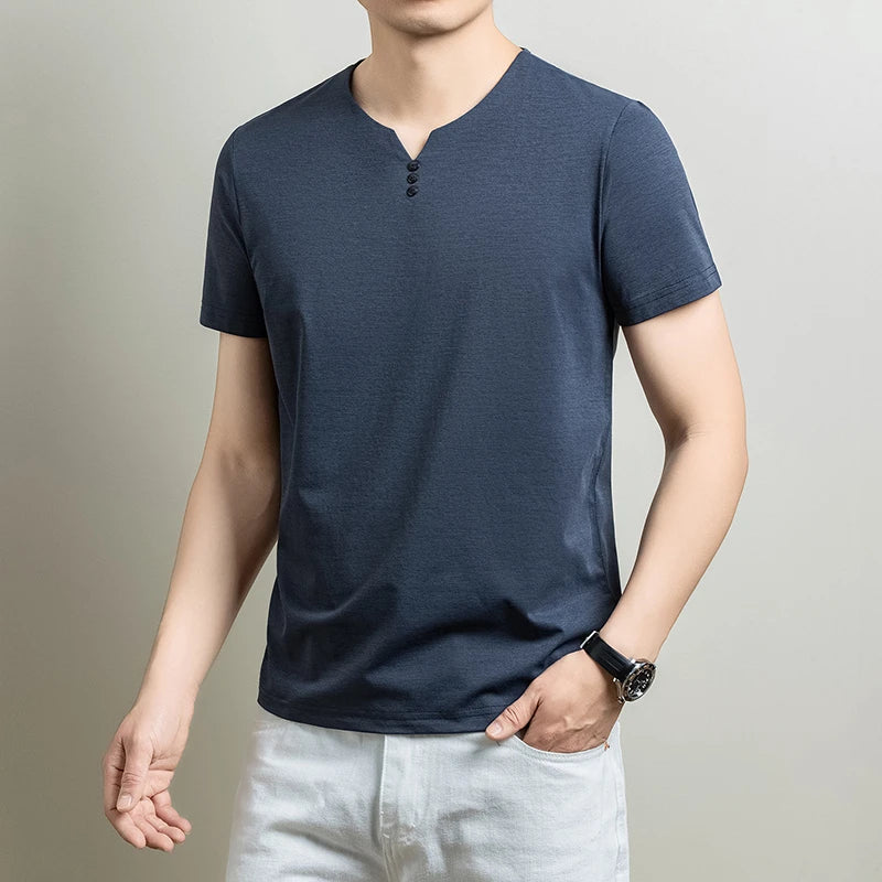 Mens Henley Neck T Shirts Short Sleeve Casual Soft Breathable Comfortable Fashion Tops for Men Daily Wear Summer Streetwear