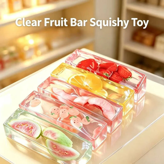 Fruit Bar Squishy Toy, Slow Rising Squeeze Fidget Toy, Viral Sensory Food Toy for Anxiety Relief, Soft Moldable Stress Toy