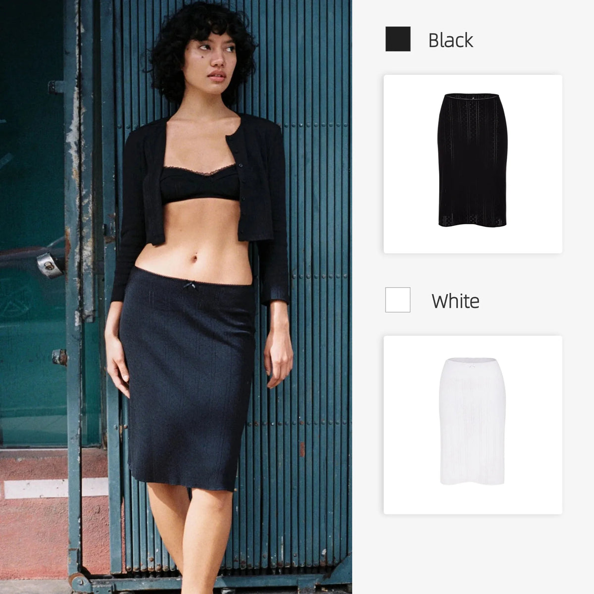COUCOU The Slip Skirt Black and White