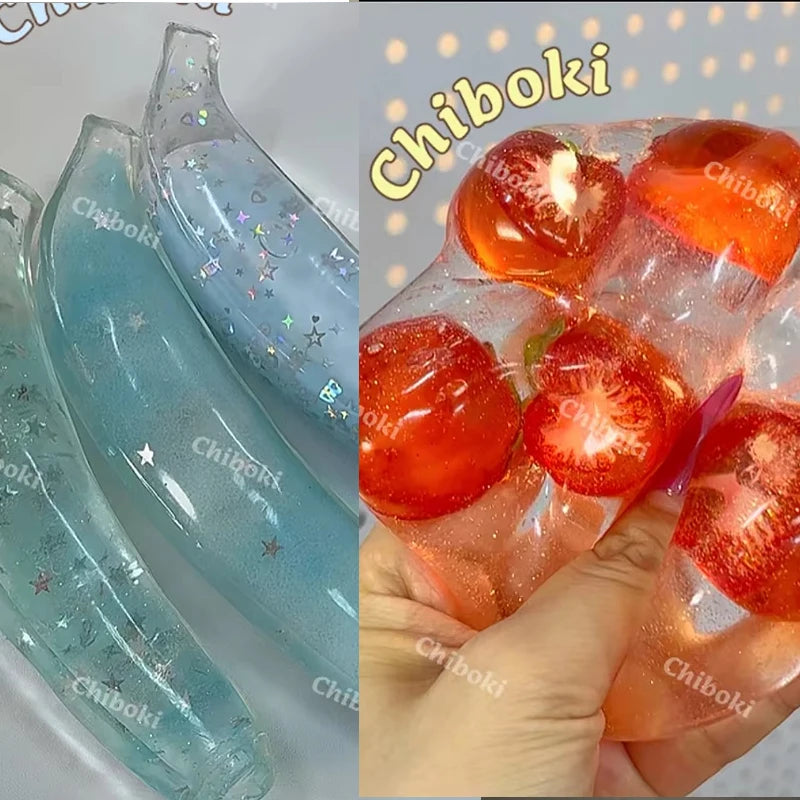 Original Chiboko Fruit Series Micro-Plastic Non-Rebound Vaseline Squishy Toys Anti-Anxiety Stress Relief Squeeze Fidget Toys