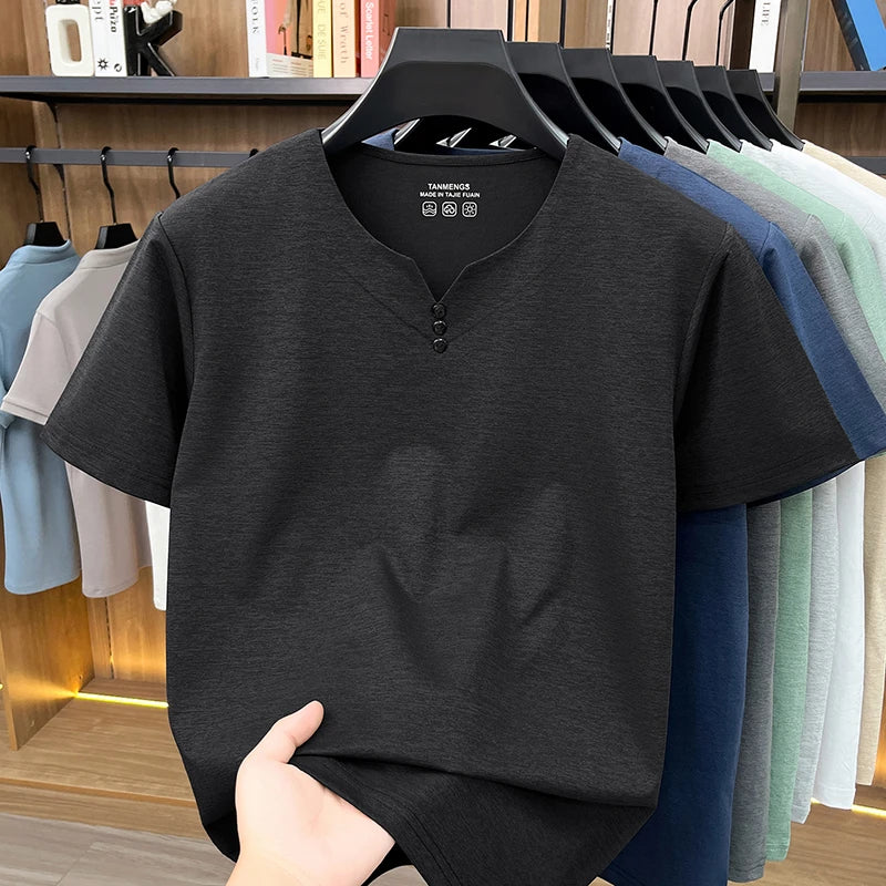 Mens Henley Neck T Shirts Short Sleeve Casual Soft Breathable Comfortable Fashion Tops for Men Daily Wear Summer Streetwear