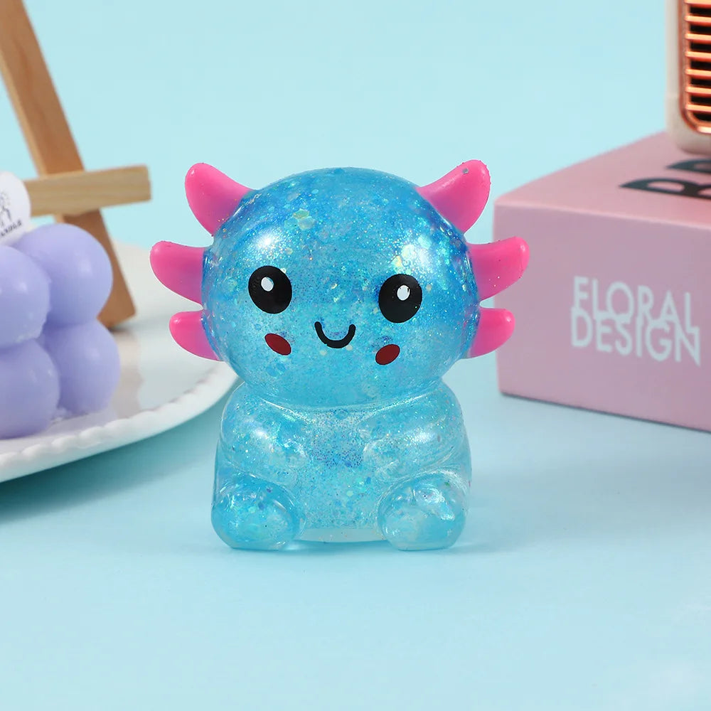 Axolotl Stress Balls Squishy Sensory Fidget Toys Stress Relief Malt Sugar Ball Cute Animal Squeeze Toys for Kids Birthday Gift