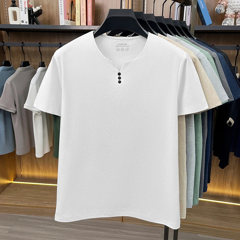 Mens Henley Neck T Shirts Short Sleeve Casual Soft Breathable Comfortable Fashion Tops for Men Daily Wear Summer Streetwear