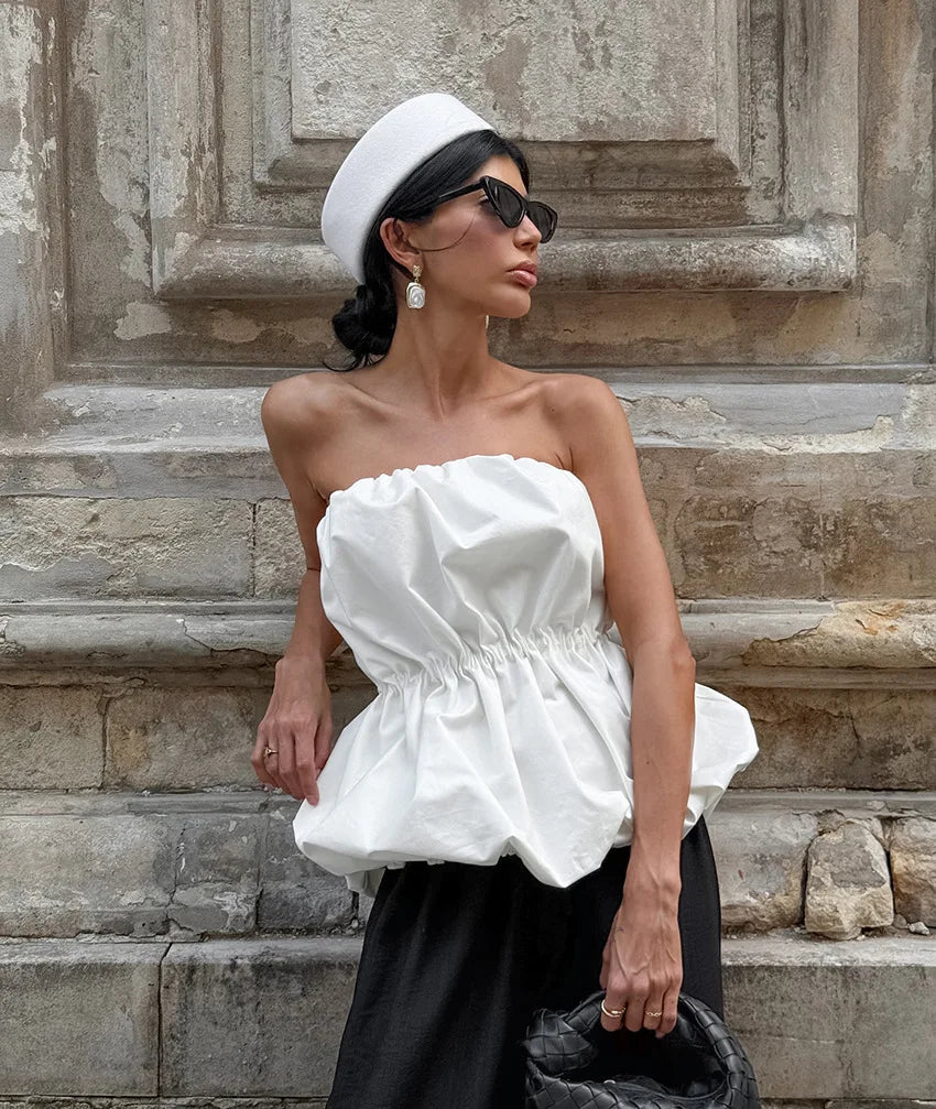 Women Blouses 2026 Spring Summer Sleeveless Strapless Woman Blouse Shirt Office Elegant Work Shirt Top Blusas Mujer De Moda