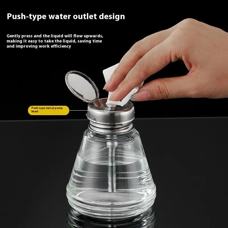 Nail Storage Refillable Glass Bottles Empty Liquid Press Pump Dispenser Nail Art Polish Remover Cleaner Makeup Manicure Tools