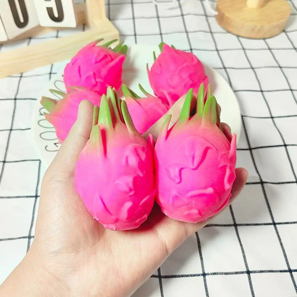 Dragon Fruit Squish Ball Gift Squishy Squeeze Stress Reliever Fidget Sensory Toy Simulation Fruit Food, Squeeze Balls For Kids