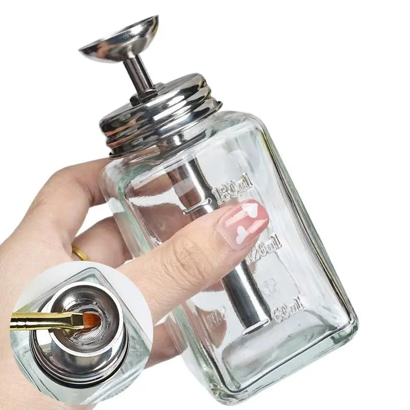Nail Storage Refillable Glass Bottles Empty Liquid Press Pump Dispenser Nail Art Polish Remover Cleaner Makeup Manicure Tools