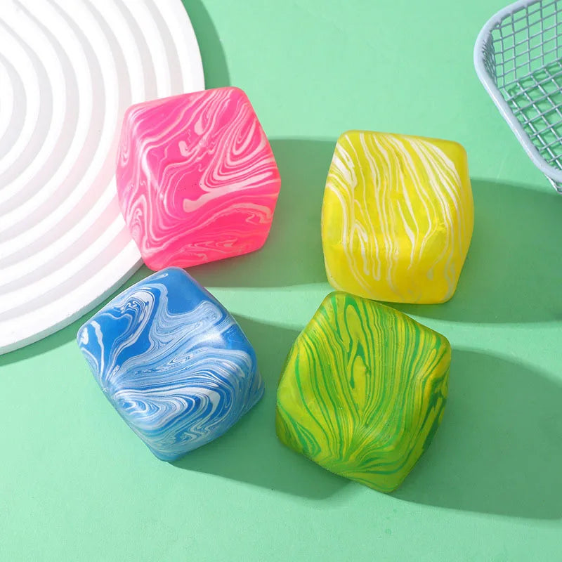 Stress Cube Swirl Sensory Fidget Toys for Anxiety Stress Relief, Slow Rising Squeeze Toys Ice Cube Stress Balls for Adults Kids