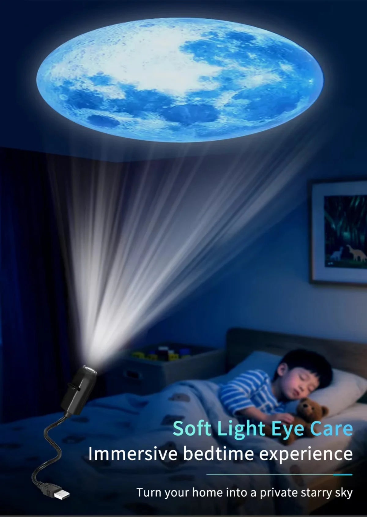 Galaxy Planet Projector Night Light USB Plug And Play HD Star Projector Space Ambient Lighting for Room Ceiling Decor Wall Lamp