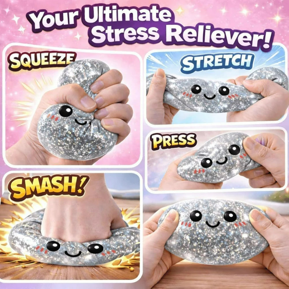Giant Dumpling Squishy Bun – Glitter Squeeze Toy