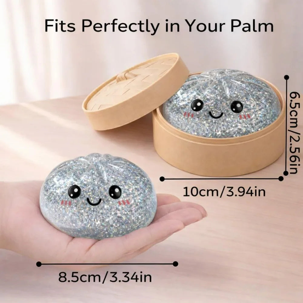 Giant Dumpling Squishy Bun – Glitter Squeeze Toy