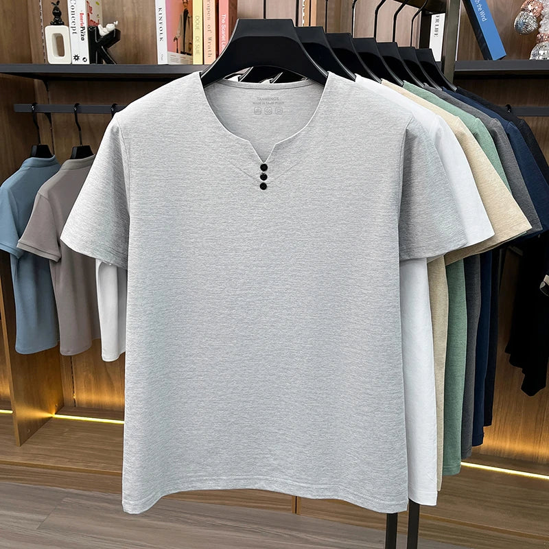 Mens Henley Neck T Shirts Short Sleeve Casual Soft Breathable Comfortable Fashion Tops for Men Daily Wear Summer Streetwear