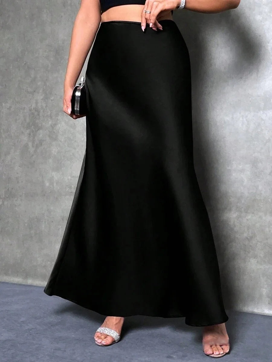 Satin Skirt Woman High Waist Elegant Long Skirts For Women Fashion Summer Midi Office Lady Pencil Cocktail Party Wedding Skirt