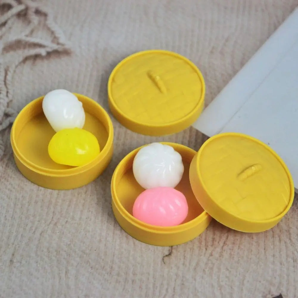 Soft Cute Mini Dumplings Squishy Food Shape With Steamer Squishy Crystal Bun Pinch Squeezable Fidget Sensory Children Gift