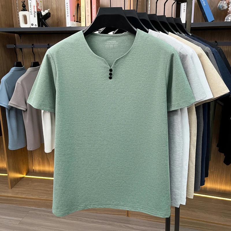 Mens Henley Neck T Shirts Short Sleeve Casual Soft Breathable Comfortable Fashion Tops for Men Daily Wear Summer Streetwear