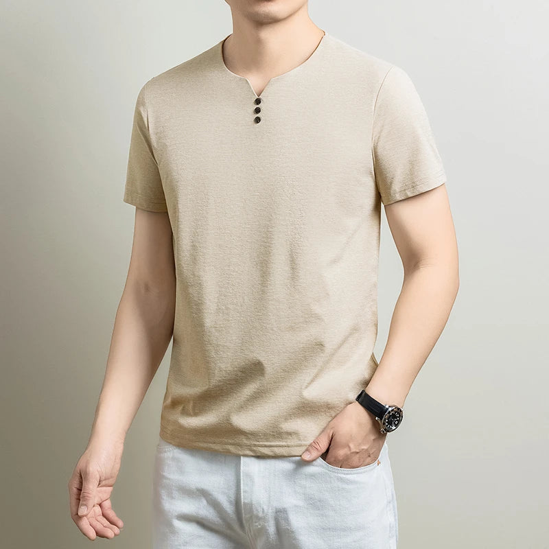 Mens Henley Neck T Shirts Short Sleeve Casual Soft Breathable Comfortable Fashion Tops for Men Daily Wear Summer Streetwear
