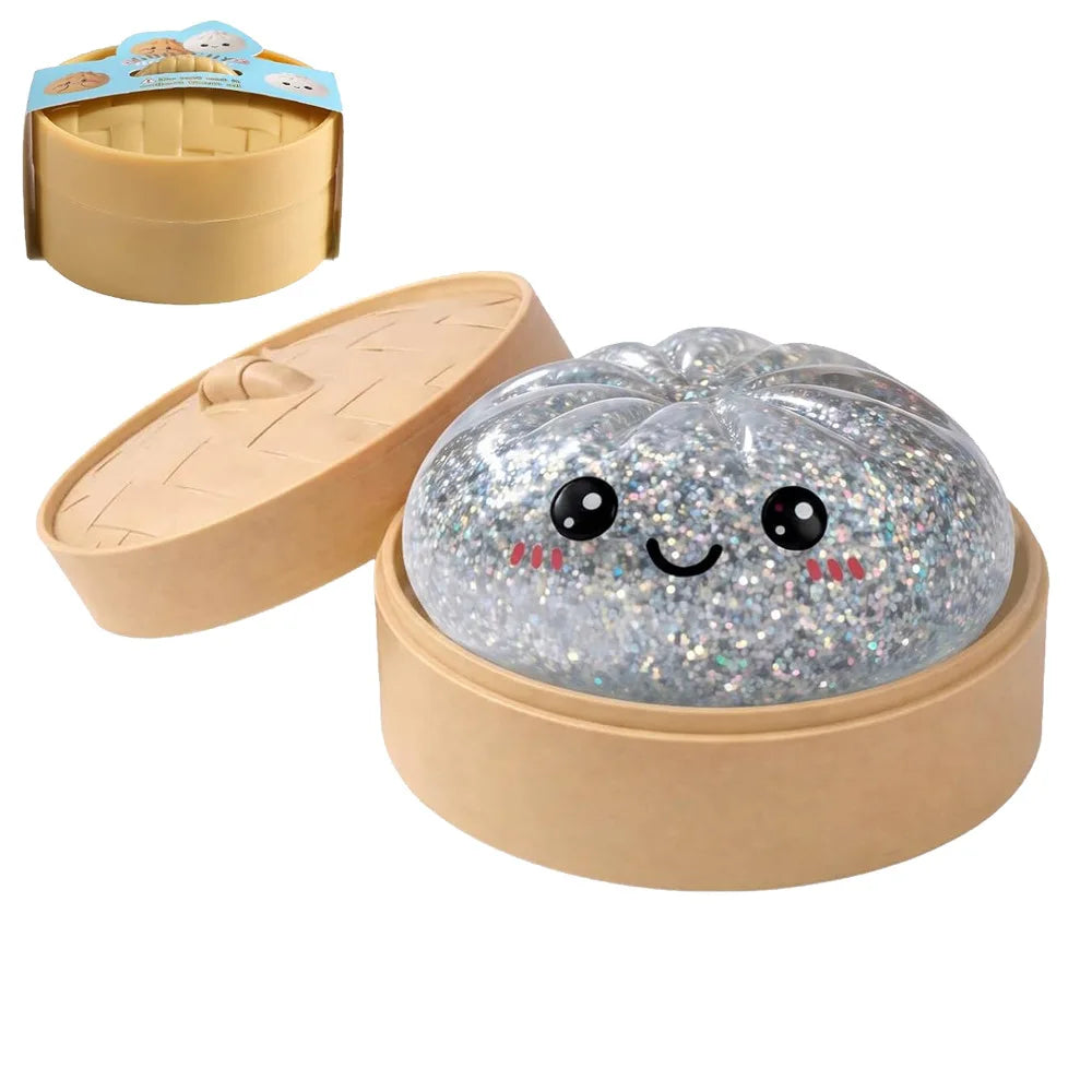 Giant Dumpling Squishy Bun – Glitter Squeeze Toy