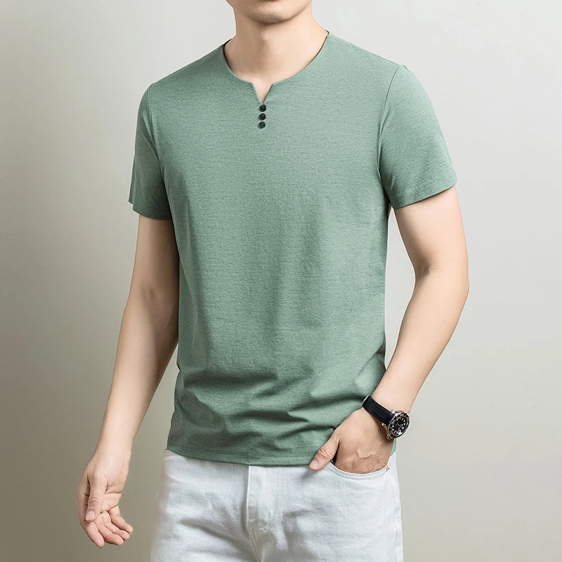 Mens Henley Neck T Shirts Short Sleeve Casual Soft Breathable Comfortable Fashion Tops for Men Daily Wear Summer Streetwear