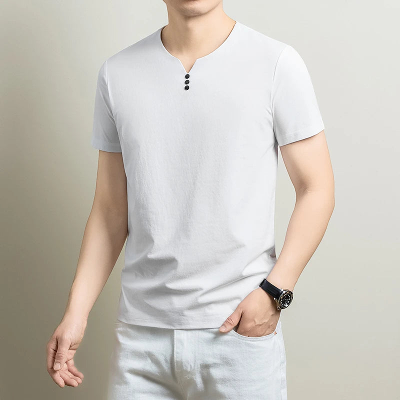 Mens Henley Neck T Shirts Short Sleeve Casual Soft Breathable Comfortable Fashion Tops for Men Daily Wear Summer Streetwear