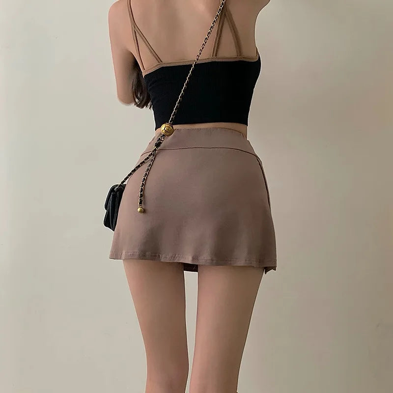 Tennis Skirt Women High Waist Sexy Girl Tight Bag Hip Short Skirt Summer Sports Culottes Split A-Line Mini Skirt Y2K