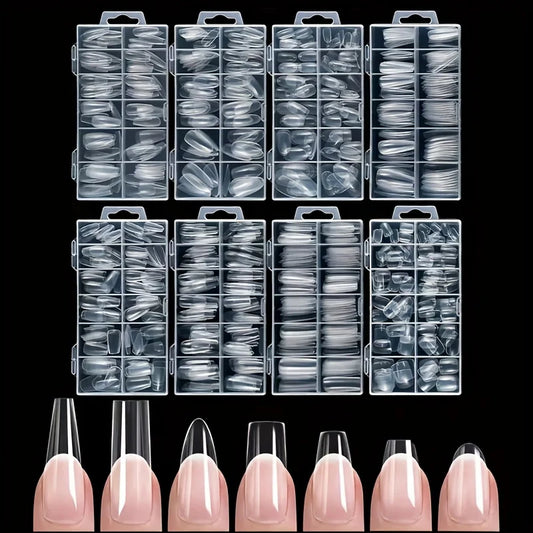 120 Pieces of Transparent Coffin/Mandarin/Aprilion/Square/Oval/Other Shape Style Boxed Nails, Soft 12 Sizes Full Cover Acrylic Press-On Nails, Suitable for Home DIY Nail Art and Nail Salon Use or as a Gift, Essential for Wome