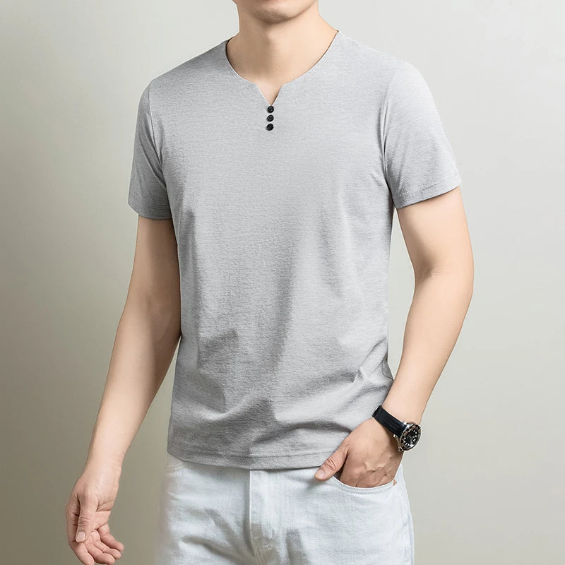 Mens Henley Neck T Shirts Short Sleeve Casual Soft Breathable Comfortable Fashion Tops for Men Daily Wear Summer Streetwear