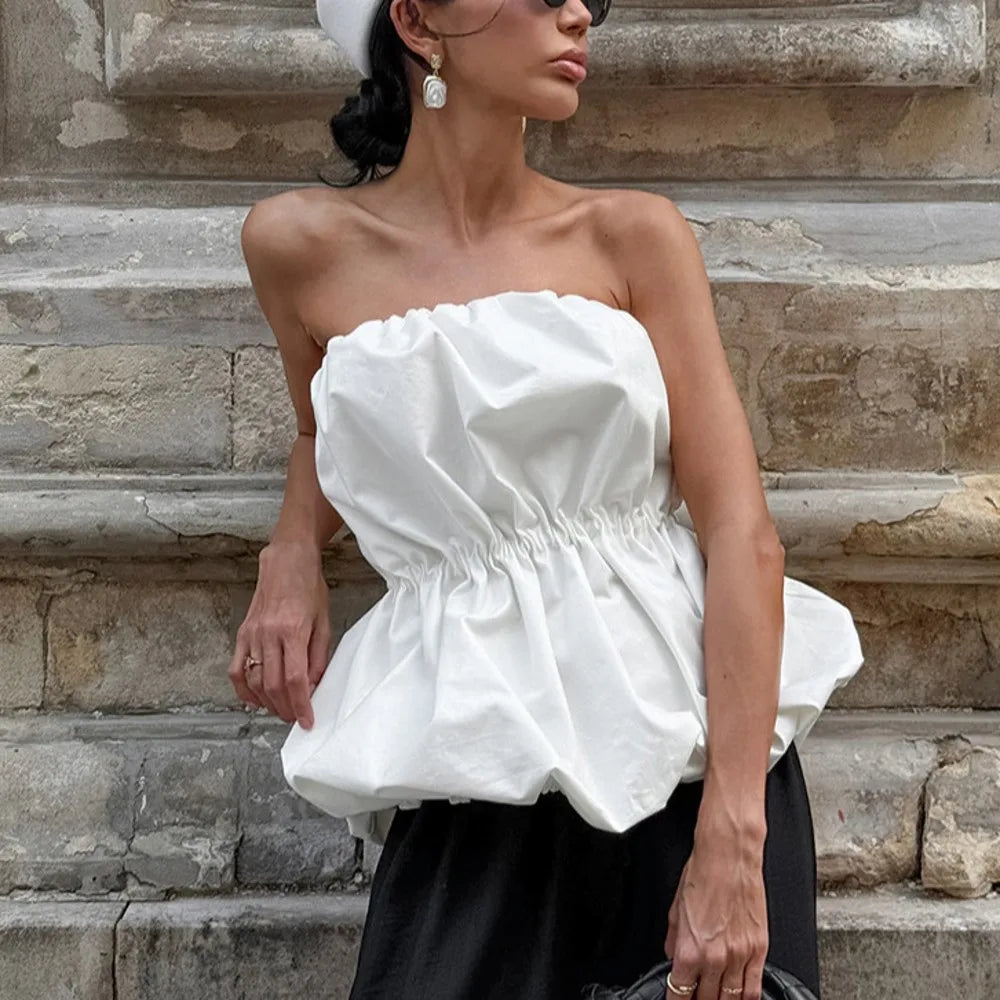 Women Blouses 2026 Spring Summer Sleeveless Strapless Woman Blouse Shirt Office Elegant Work Shirt Top Blusas Mujer De Moda