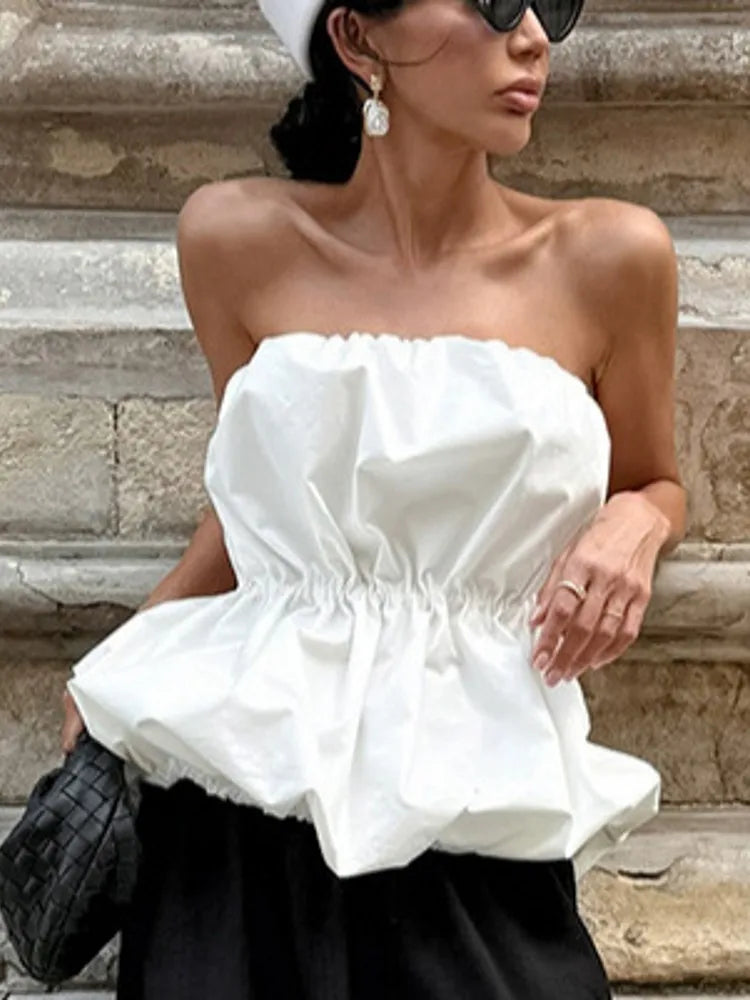 Women Blouses 2026 Spring Summer Sleeveless Strapless Woman Blouse Shirt Office Elegant Work Shirt Top Blusas Mujer De Moda