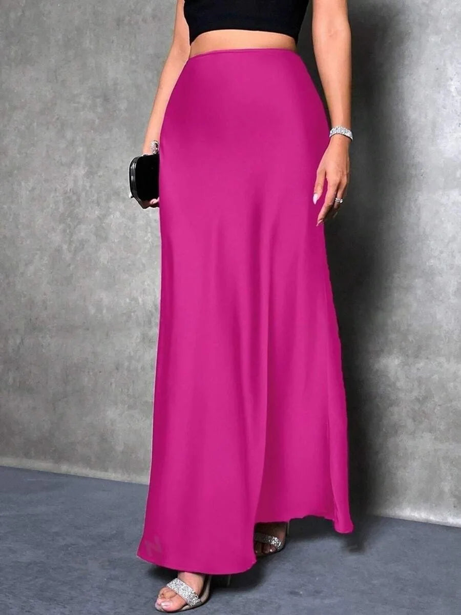 Satin Skirt Woman High Waist Elegant Long Skirts For Women Fashion Summer Midi Office Lady Pencil Cocktail Party Wedding Skirt