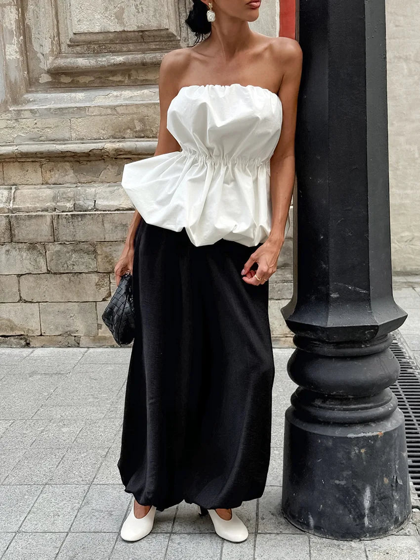 Women Blouses 2026 Spring Summer Sleeveless Strapless Woman Blouse Shirt Office Elegant Work Shirt Top Blusas Mujer De Moda