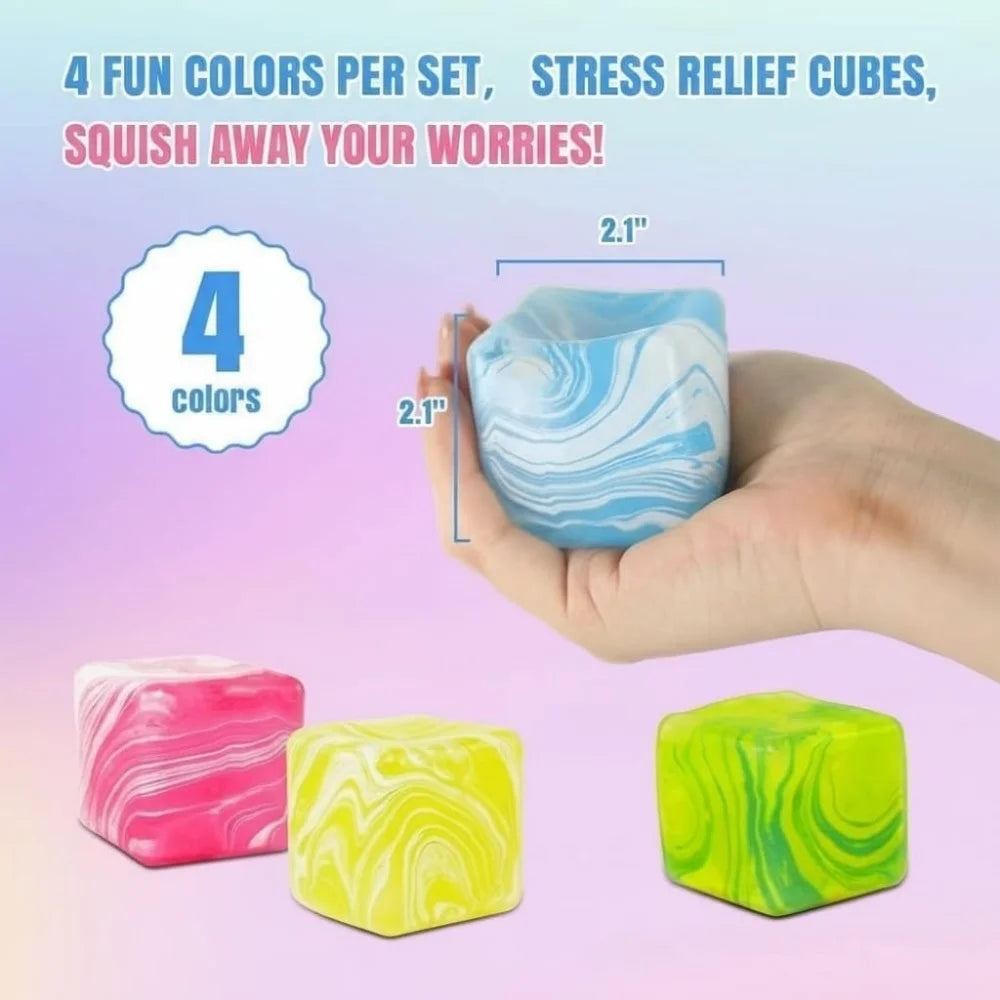 Stress Cube Swirl Sensory Fidget Toys for Anxiety Stress Relief, Slow Rising Squeeze Toys Ice Cube Stress Balls for Adults Kids