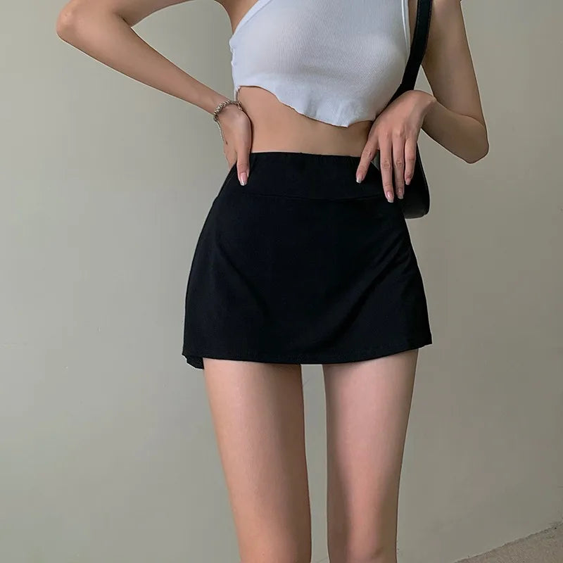 Tennis Skirt Women High Waist Sexy Girl Tight Bag Hip Short Skirt Summer Sports Culottes Split A-Line Mini Skirt Y2K