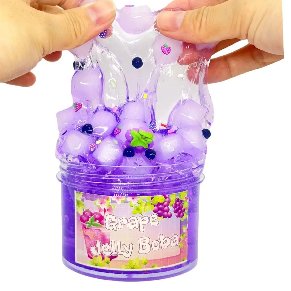 Soft 300ml/70ml Slime Kit Fruit Crunchy Non-Sticky Jelly Cube Slime Glitter Stress Relief Clear Slime Party Favor Gifts