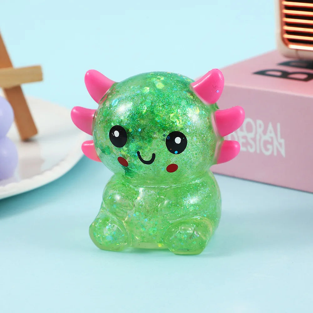 Axolotl Stress Balls Squishy Sensory Fidget Toys Stress Relief Malt Sugar Ball Cute Animal Squeeze Toys for Kids Birthday Gift
