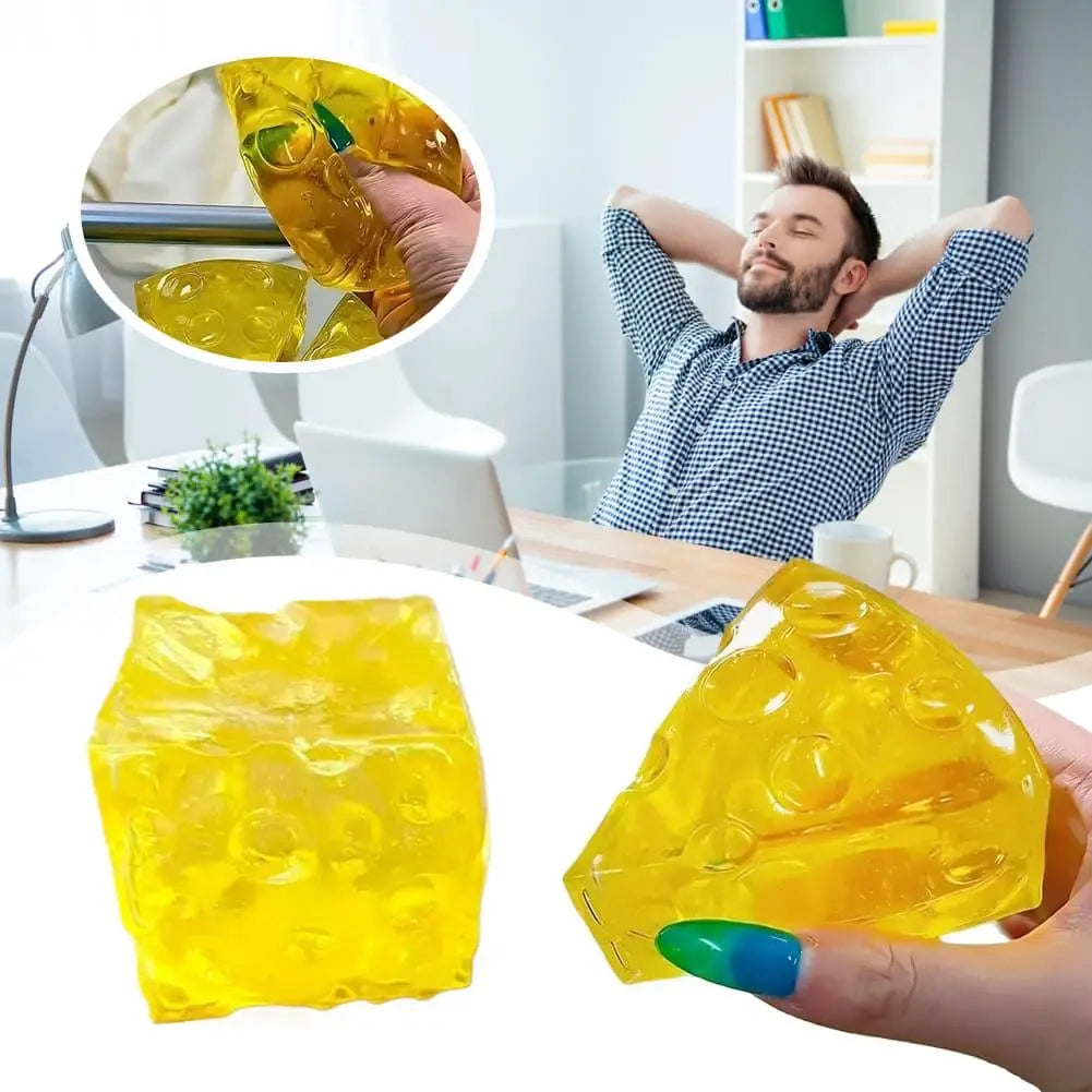 Squishy Toys-Honey Square Super Soft Mochi Cheese Squeeze Toy Funny Cheese Anti-stress Sensory Fidgets Toys for Adults Kid Gifts