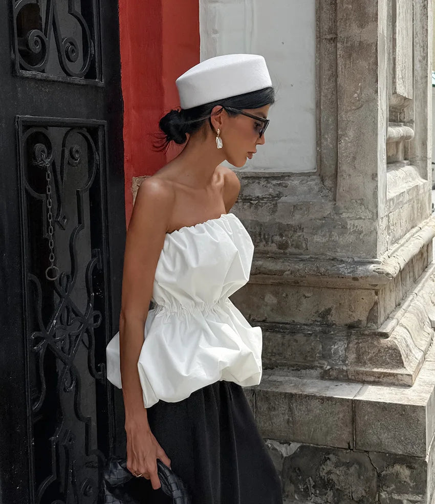 Women Blouses 2026 Spring Summer Sleeveless Strapless Woman Blouse Shirt Office Elegant Work Shirt Top Blusas Mujer De Moda