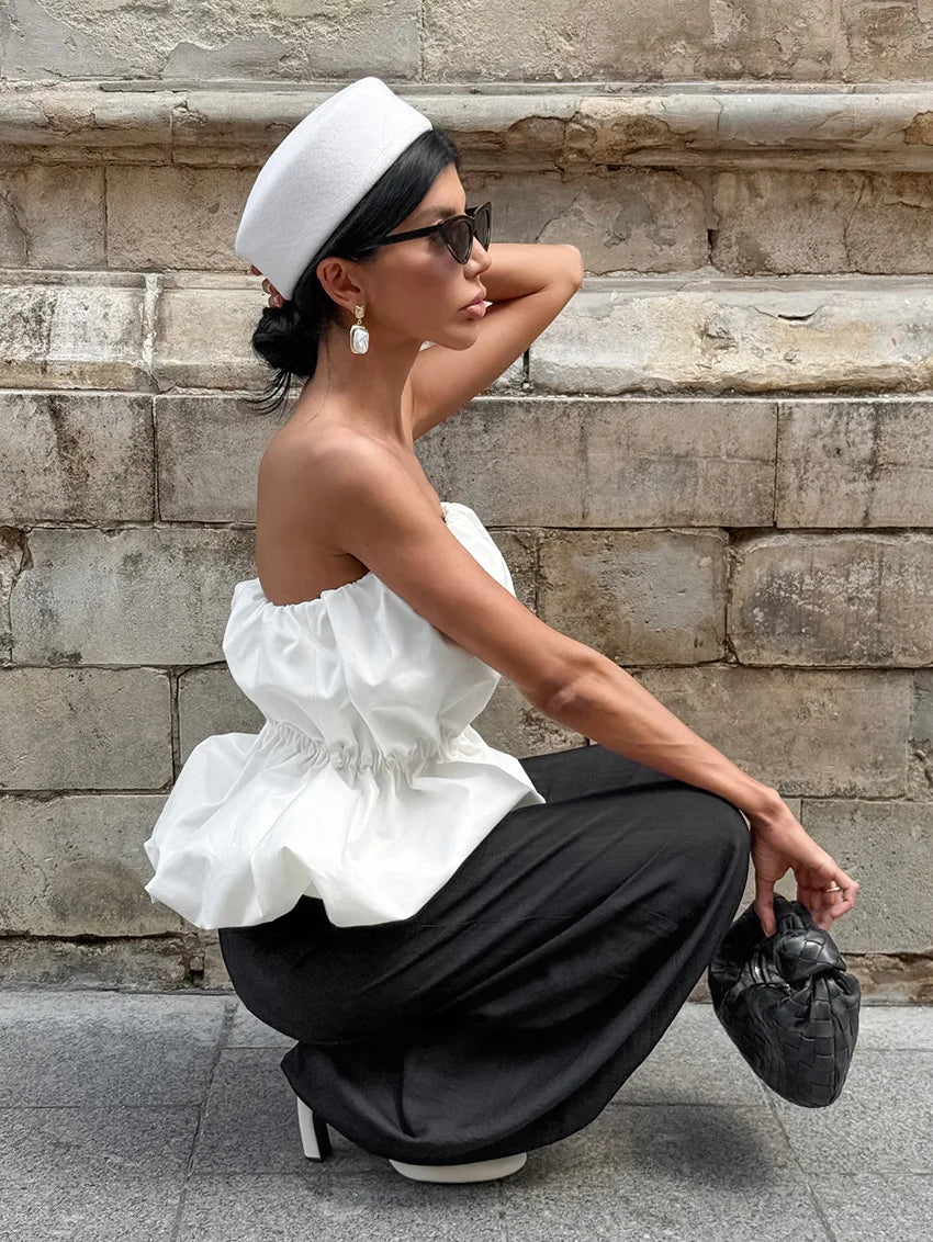 Women Blouses 2026 Spring Summer Sleeveless Strapless Woman Blouse Shirt Office Elegant Work Shirt Top Blusas Mujer De Moda