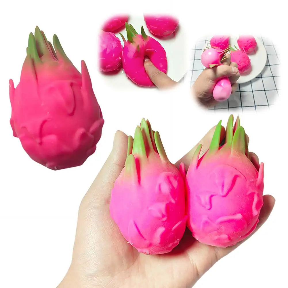 Dragon Fruit Squish Ball Gift Squishy Squeeze Stress Reliever Fidget Sensory Toy Simulation Fruit Food, Squeeze Balls For Kids