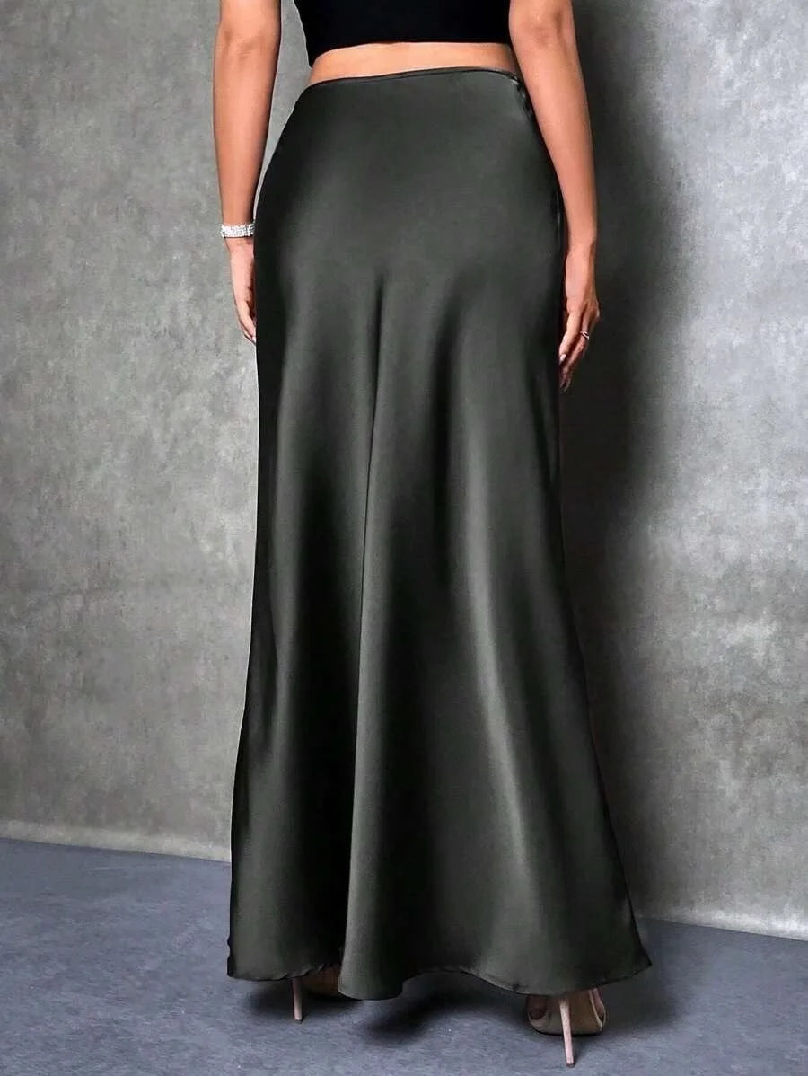 Satin Skirt Woman High Waist Elegant Long Skirts For Women Fashion Summer Midi Office Lady Pencil Cocktail Party Wedding Skirt